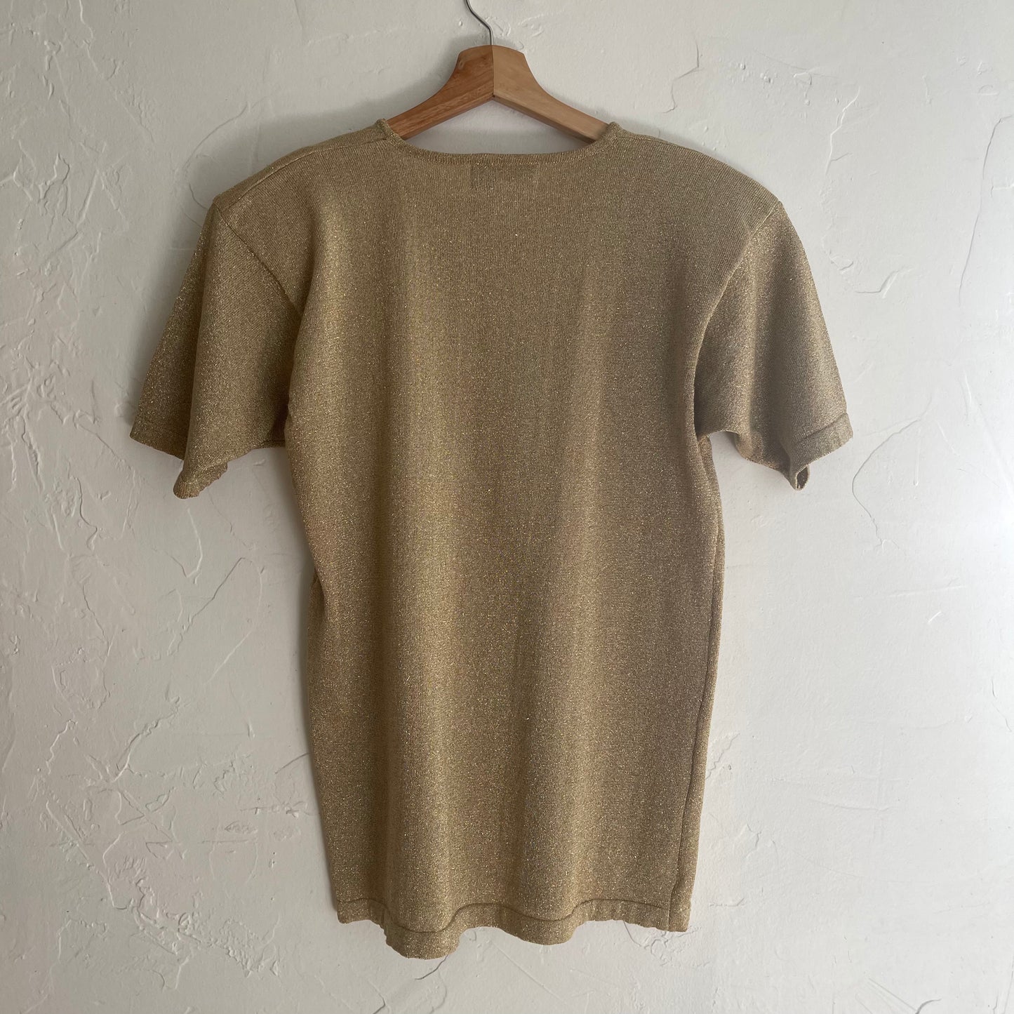 Vintage 90’s Metallic Gold Short Sleeve Knit Top