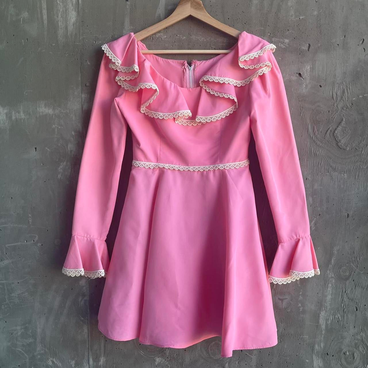 Vintage Prairie Cottagecore Mini Dress in Pink 70’s