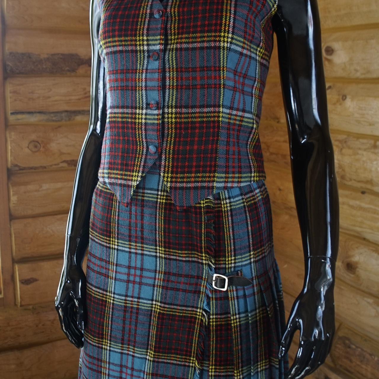 Vintage 70's Famous Barr Scottish Tartan Print Skirt Set