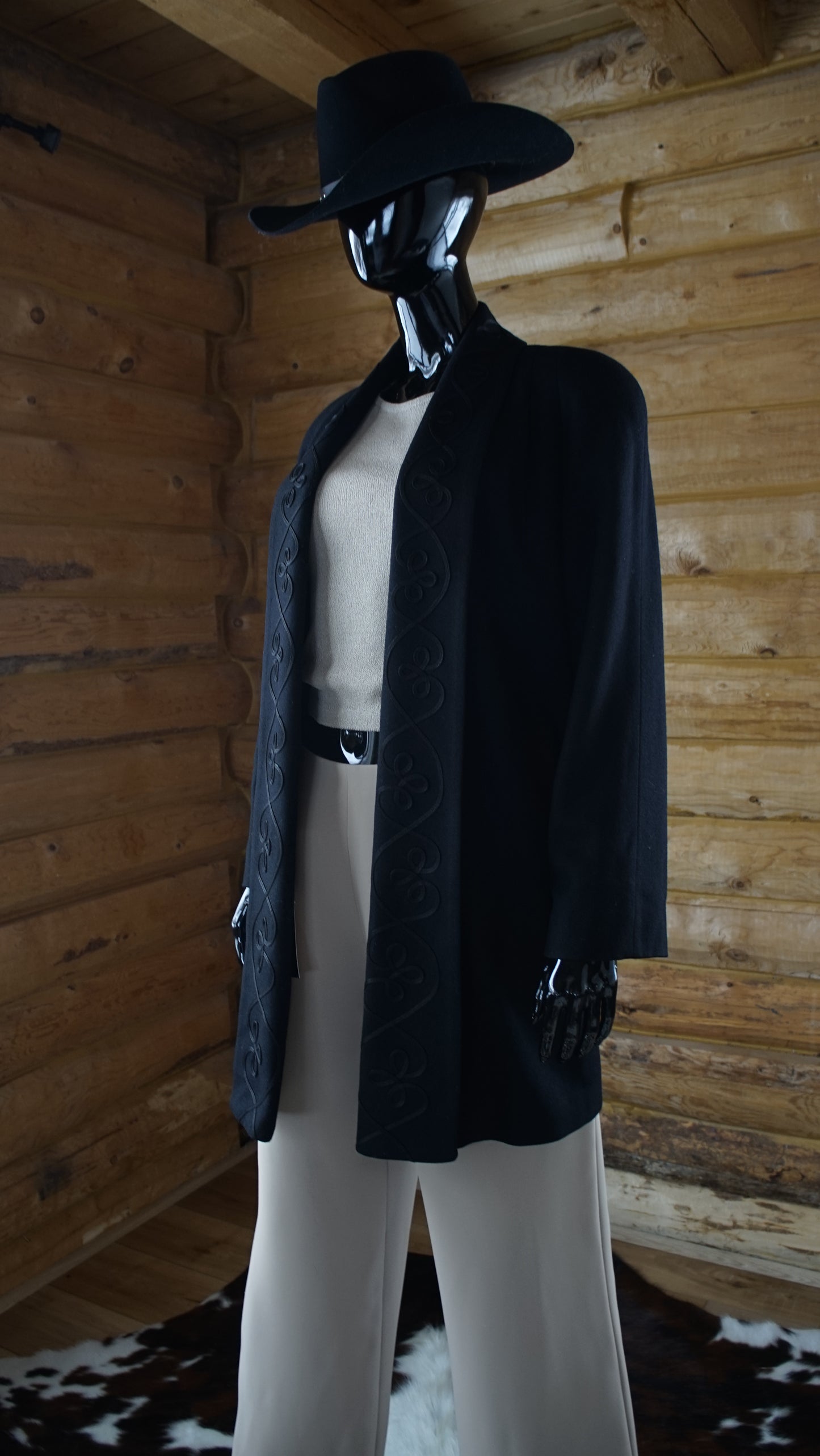 Vintage Alorna Wool Coat in Black 80's