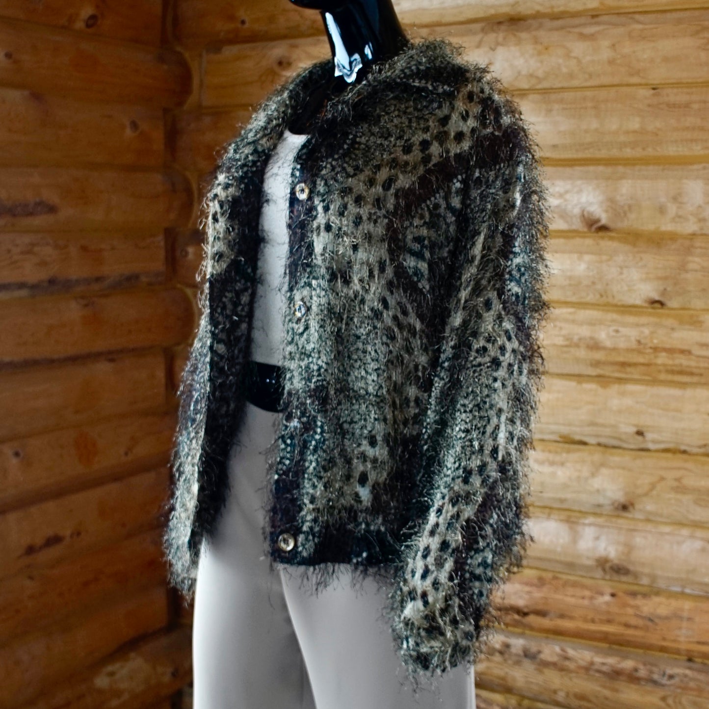 Vintage Dijon Collections Textured Leopard Cardigan 80's