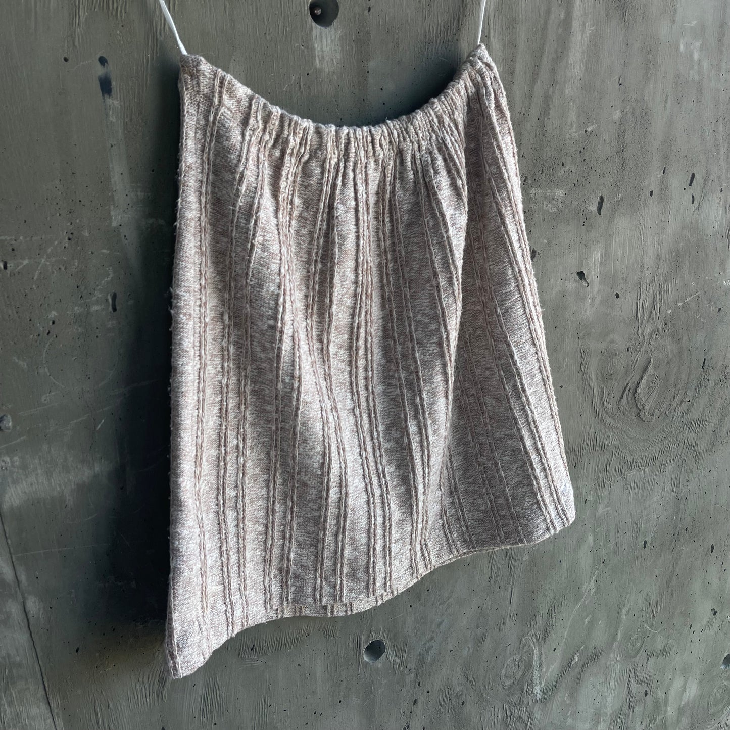 Vintage Knit Mini Skirt in Neutral Tan