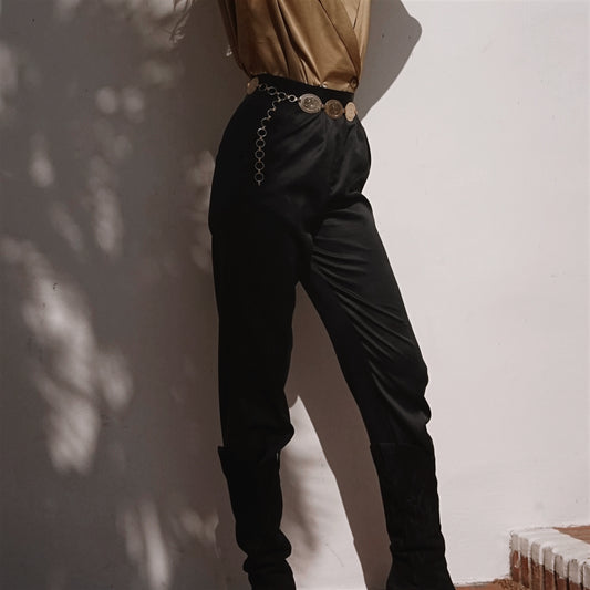 Vintage 40’s 50’s Antique Silk Pants in Black - SHOP EZRA