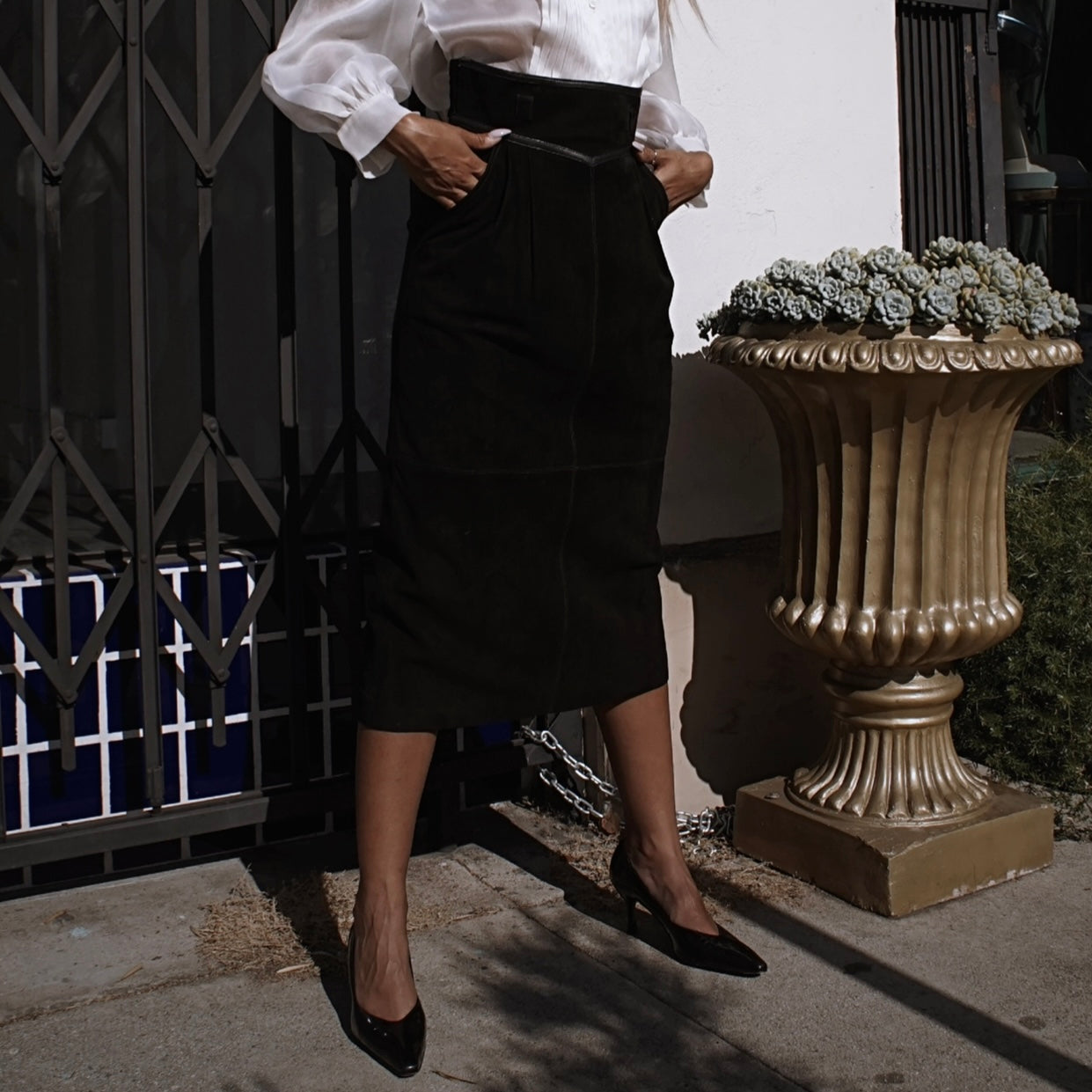 Vintage Gucci Suede Pencil Skirt