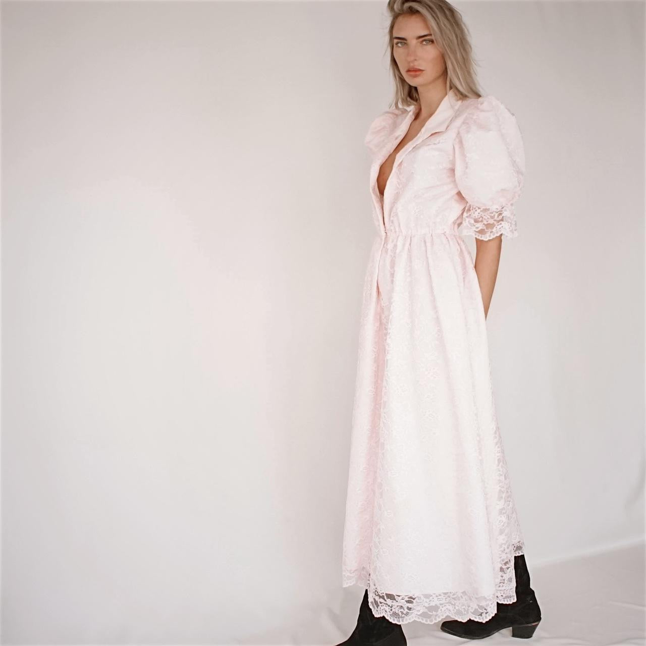 Vintage Puff Sleeve Lace Prairie Dress