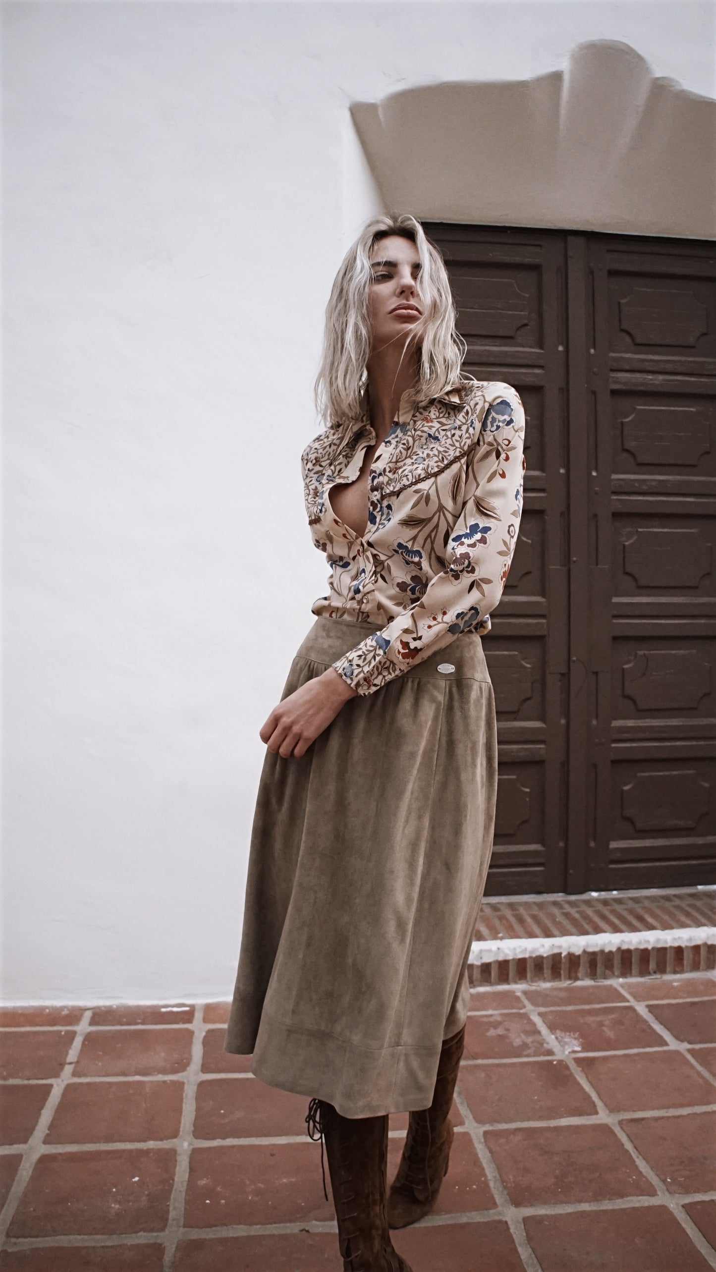 Vintage 90’s Chanel Bergdorf Goodman Suede Skirt - SHOP EZRA
