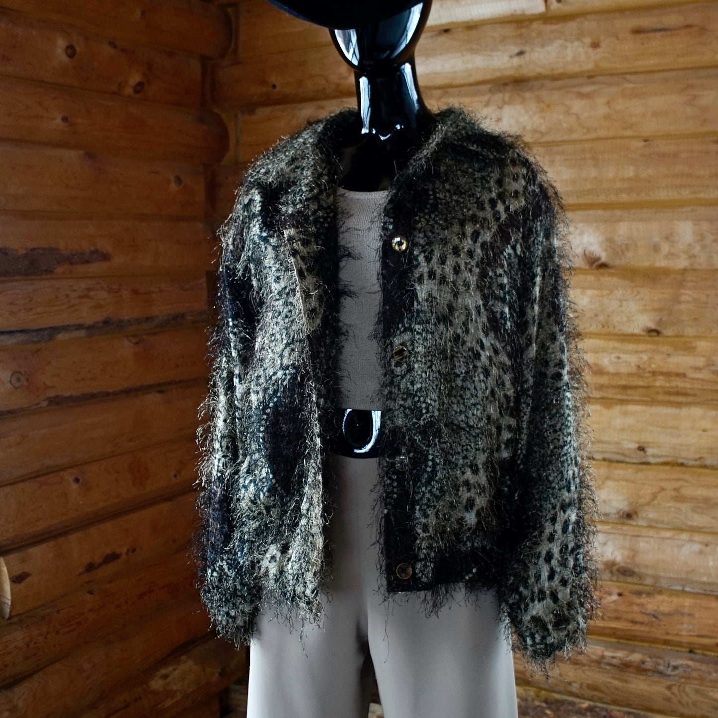Vintage Dijon Collections Textured Leopard Cardigan 80's
