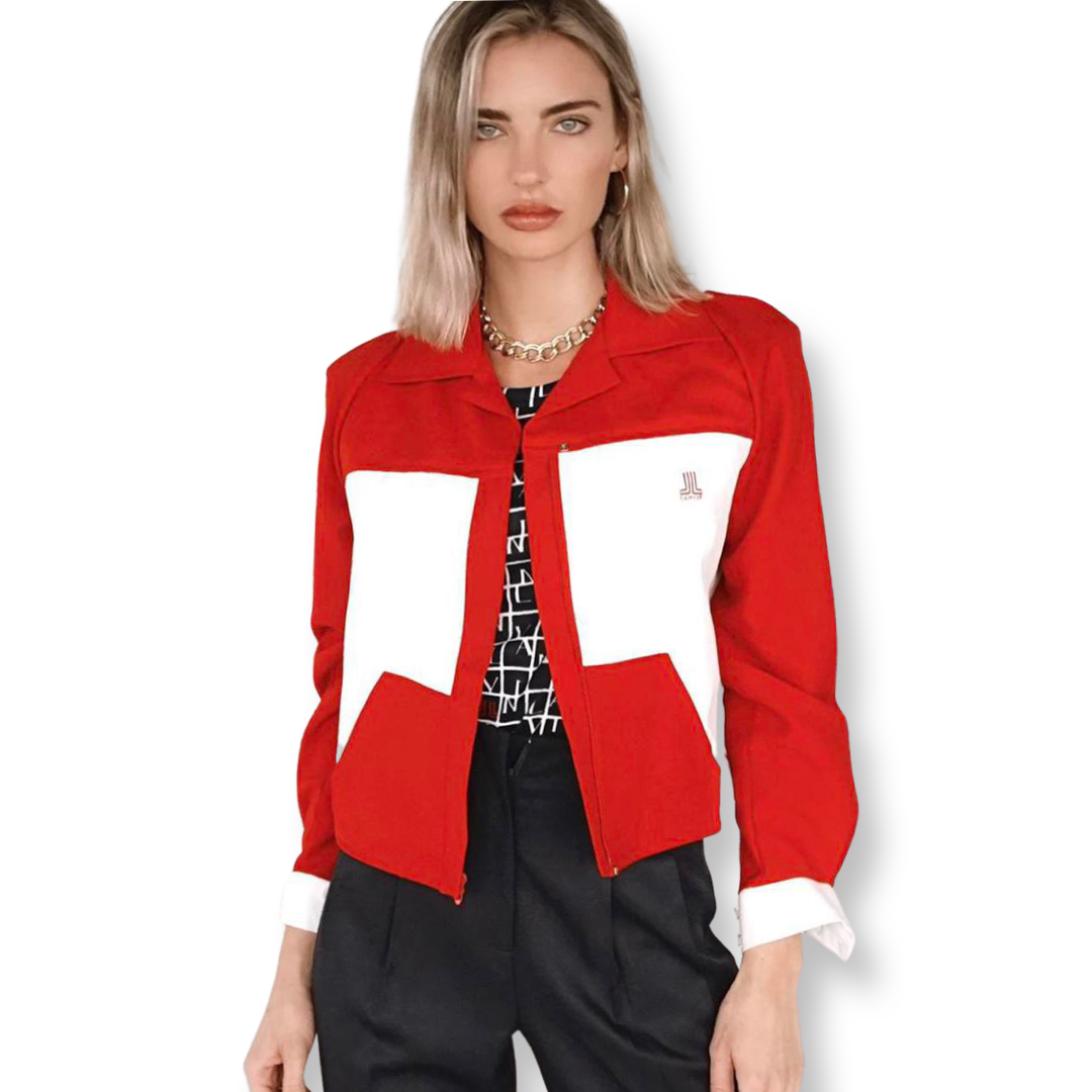 Vintage Designer 60’s - 70’s Lanvin Jacket Top in Red and White