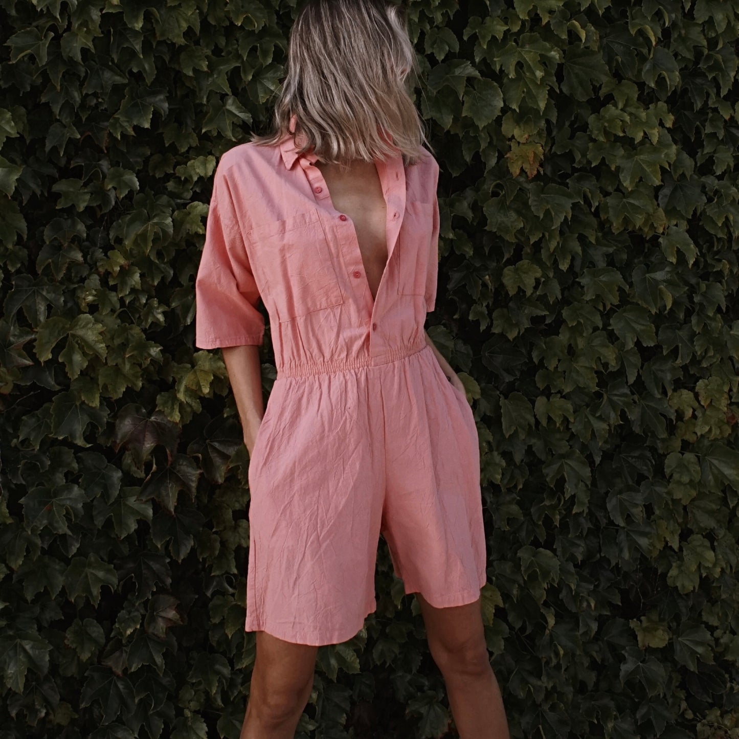 Vintage Deadstock Cotton Collection Romper in Pink from 80’s