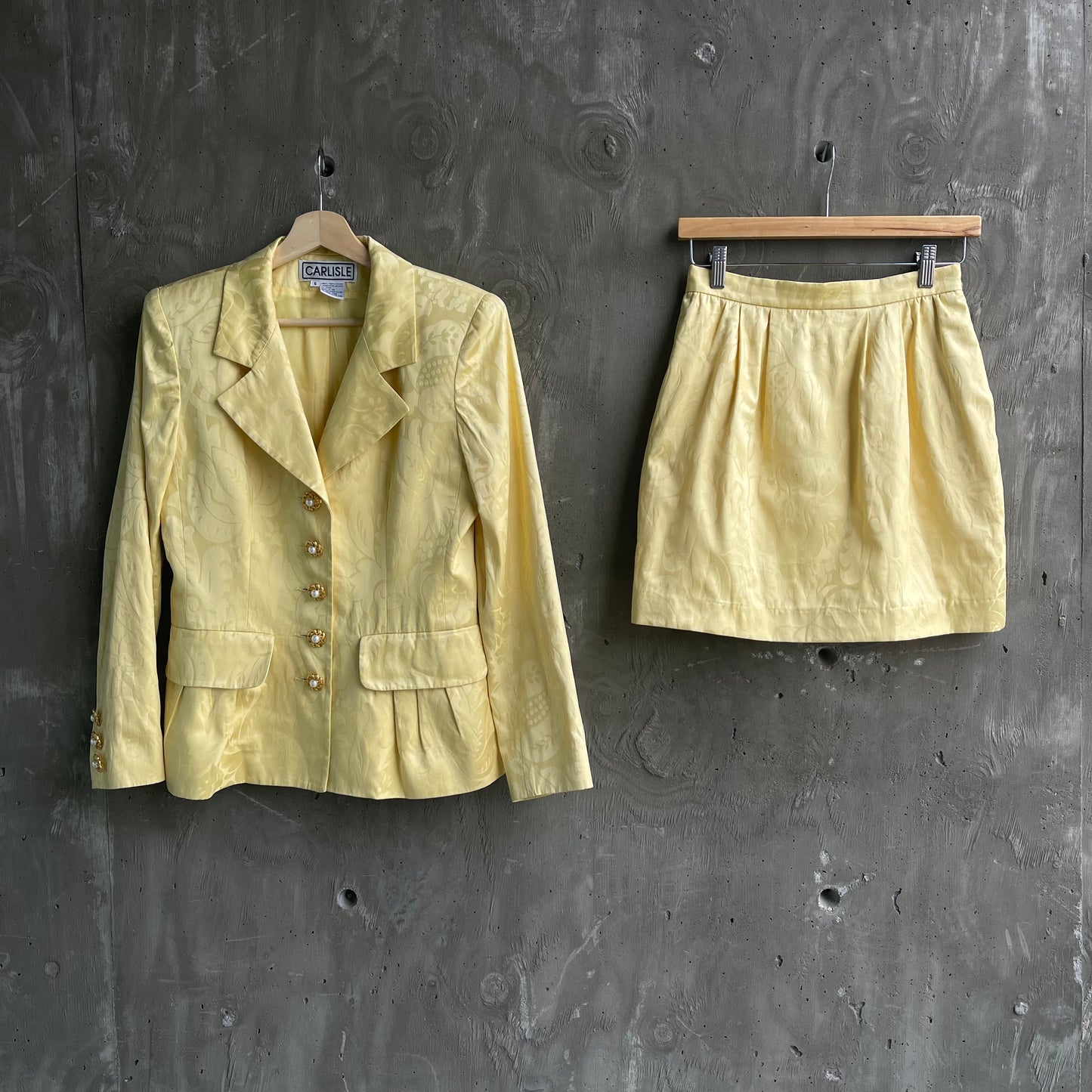 Vintage 90’s Carlisle Mini Skirt Suit Set in Yellow
